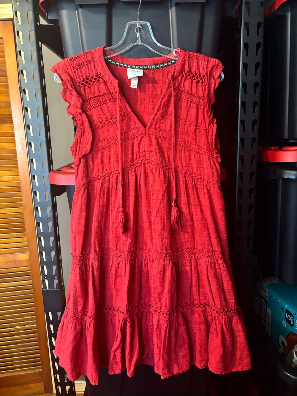 Red Boho Tassel Tiered Dress